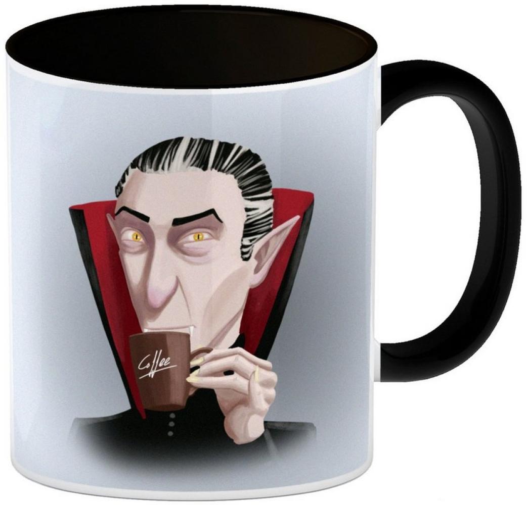 speecheese Tasse Kaffeebecher Schwarz mit lustigem Motiv und Spruch Auch Vampire Bild 1