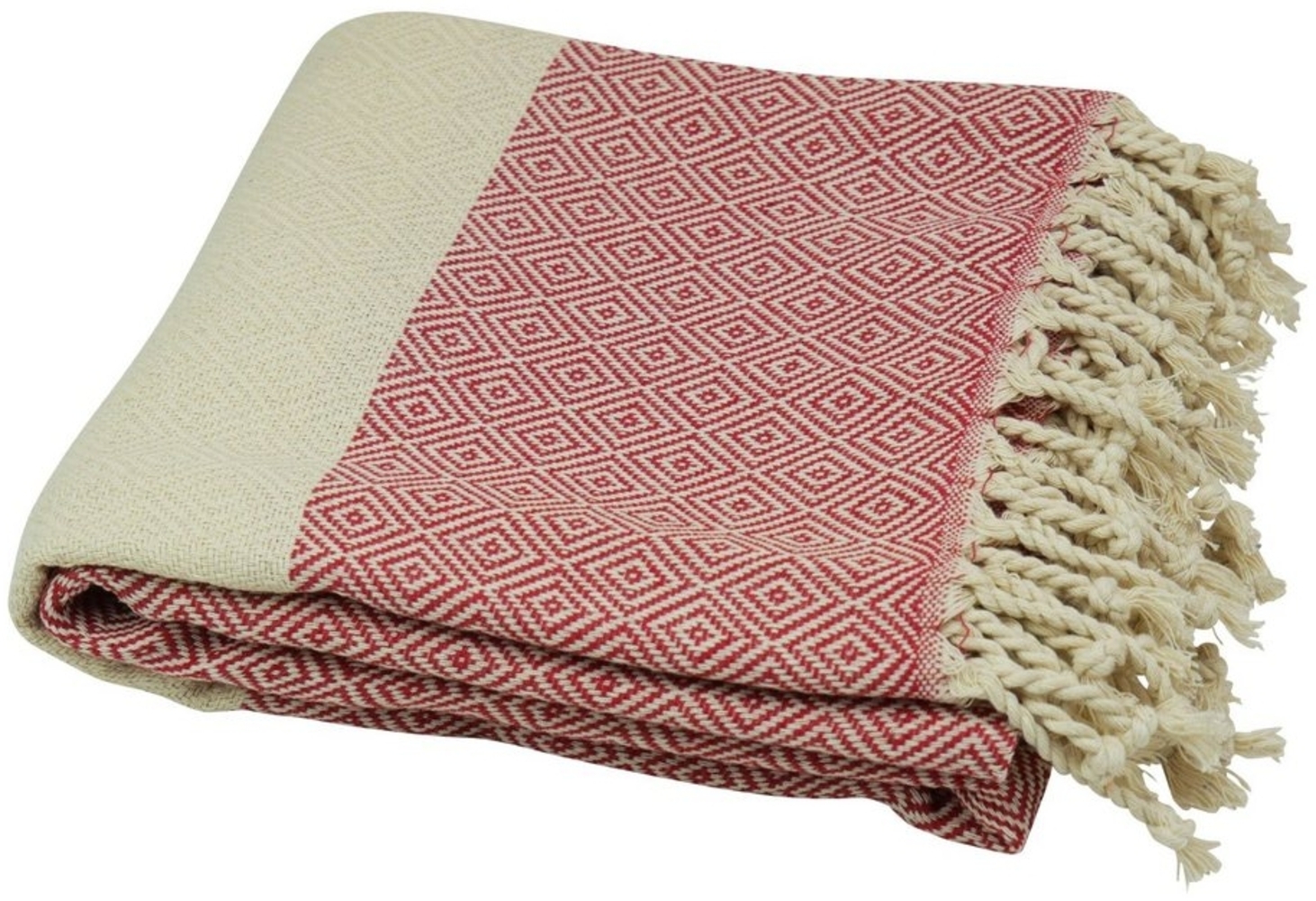 Hamamtuch Pestemal rot naturbeige ca. 90x180 cm "Diamant Style" Bild 1
