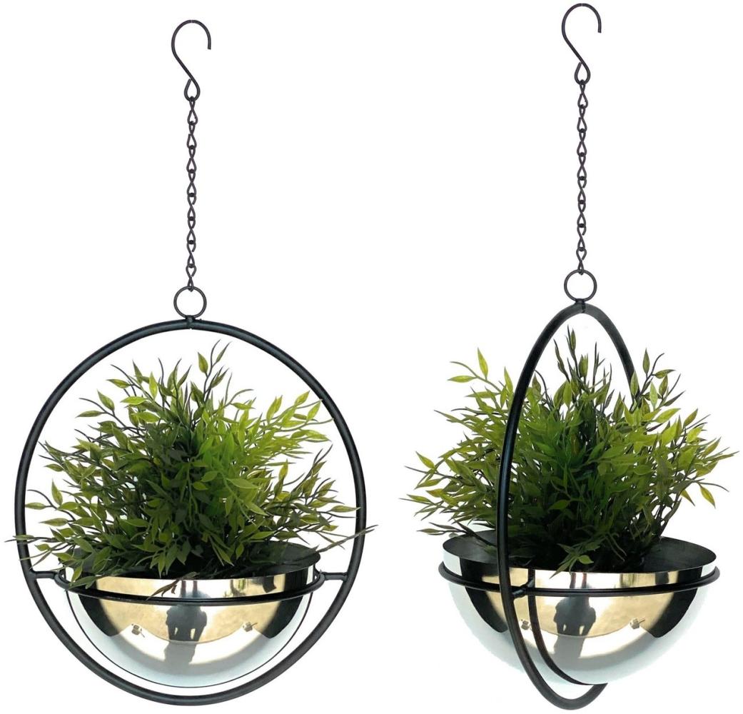 DanDiBo Blumenampel 2er Set Blumenhänger Innen Metall Wand Hängepflanzen 53 cm 96087 M (4 St), Dekoset mit Topf Silber Pflanzenhänger Blumentopfhänger Bild 1