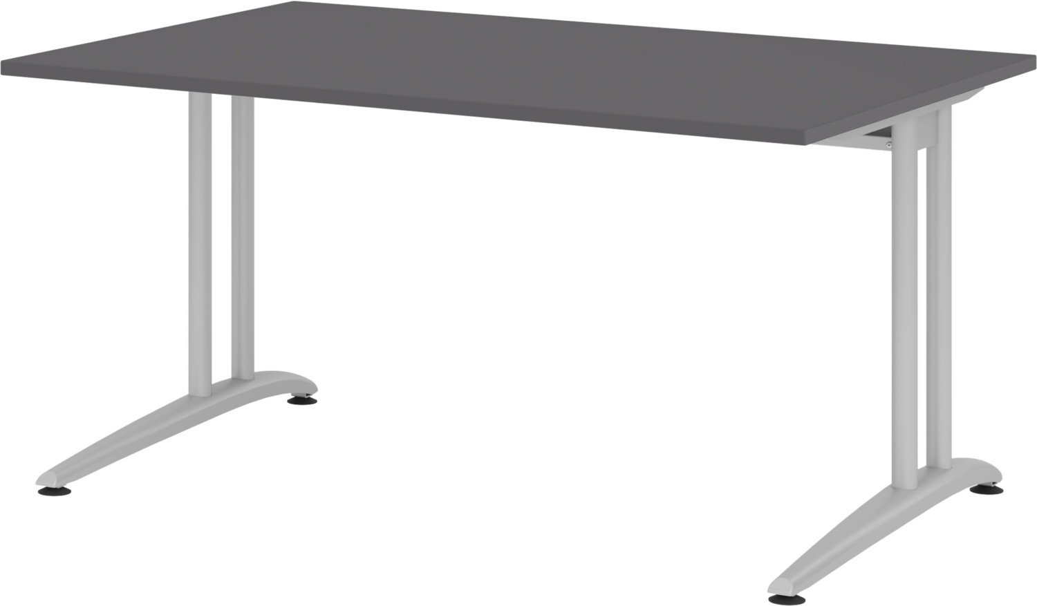 bümö Schreibtisch Serie 160x80 cm, Tischplatte aus Holz in graphit, Gestell aus Metall in Silber - PC Tisch, Computertisch für's Büro, Office Bürotisch, BS-16-G Bild 1