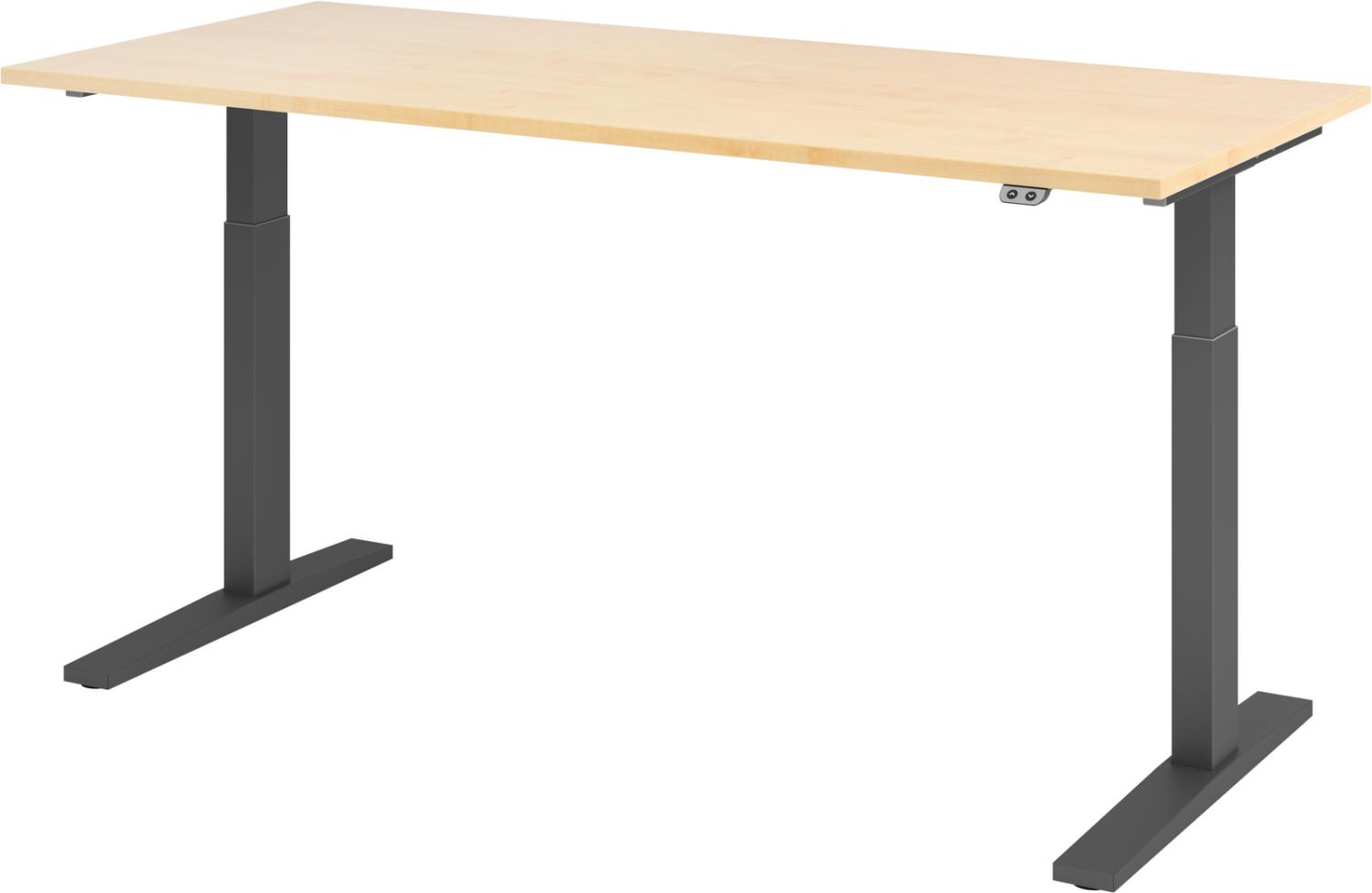 bümö elektrisch höhenverstellbarer Schreibtisch 180x80 cm in Ahorn, Gestell graphit - Schreibtisch höhenverstellbar elektrisch, elektrischer Schreibtisch & Gaming Tisch, XMKA-Serie Bürotisch, XMKA19-3-G Bild 1