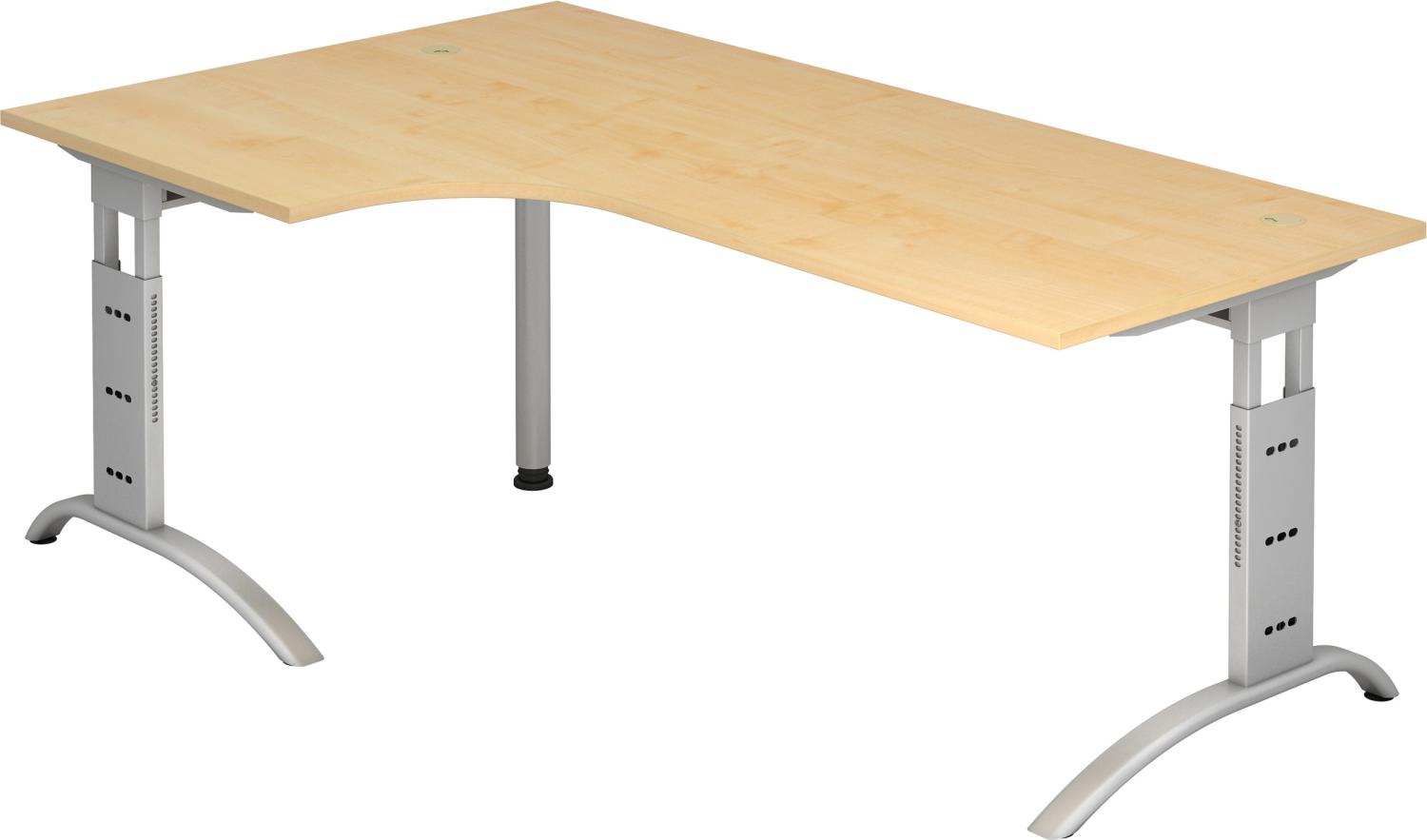 bümö manuell höhenverstellbarer Eckschreibtisch Ahorn, Schreibtisch L Form 200x120 cm - Eckschreibtisch höhenverstellbar, L Schreibtisch, PC-Tisch Büro, großer Computertisch, F-Serie, FS-82-3-S Bild 1