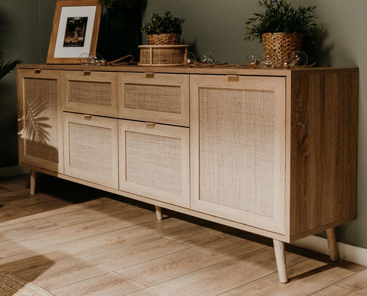 Sideboard Niran Sonoma Eiche mit Bast - Dekor 180 cm Bild 1