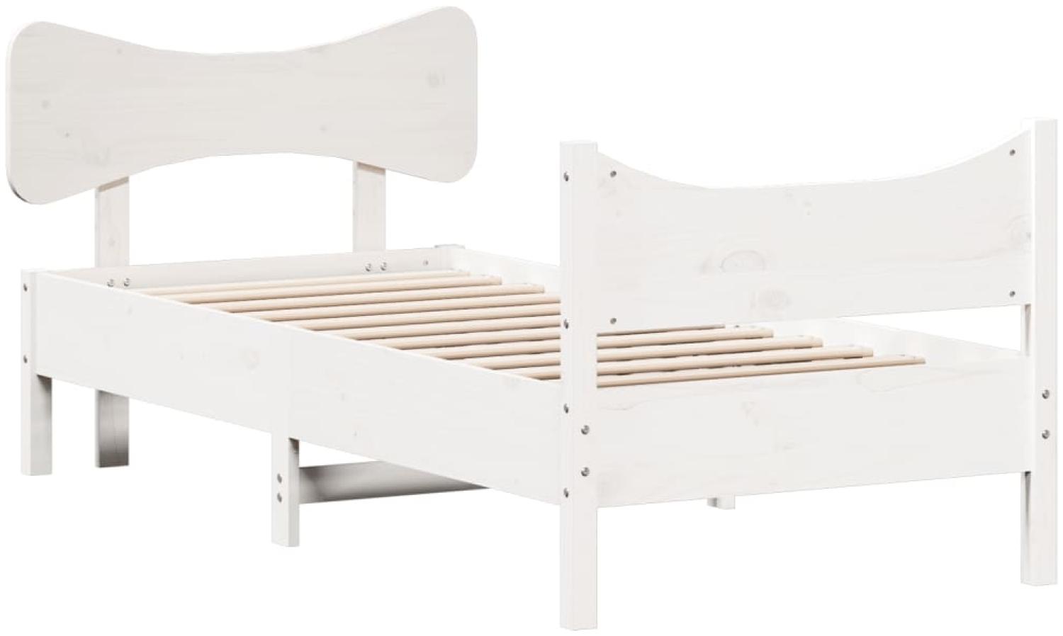 vidaXL Massivholzbett ohne Matratze Weiß 90x190 cm Kiefernholz 3216403 Bild 1