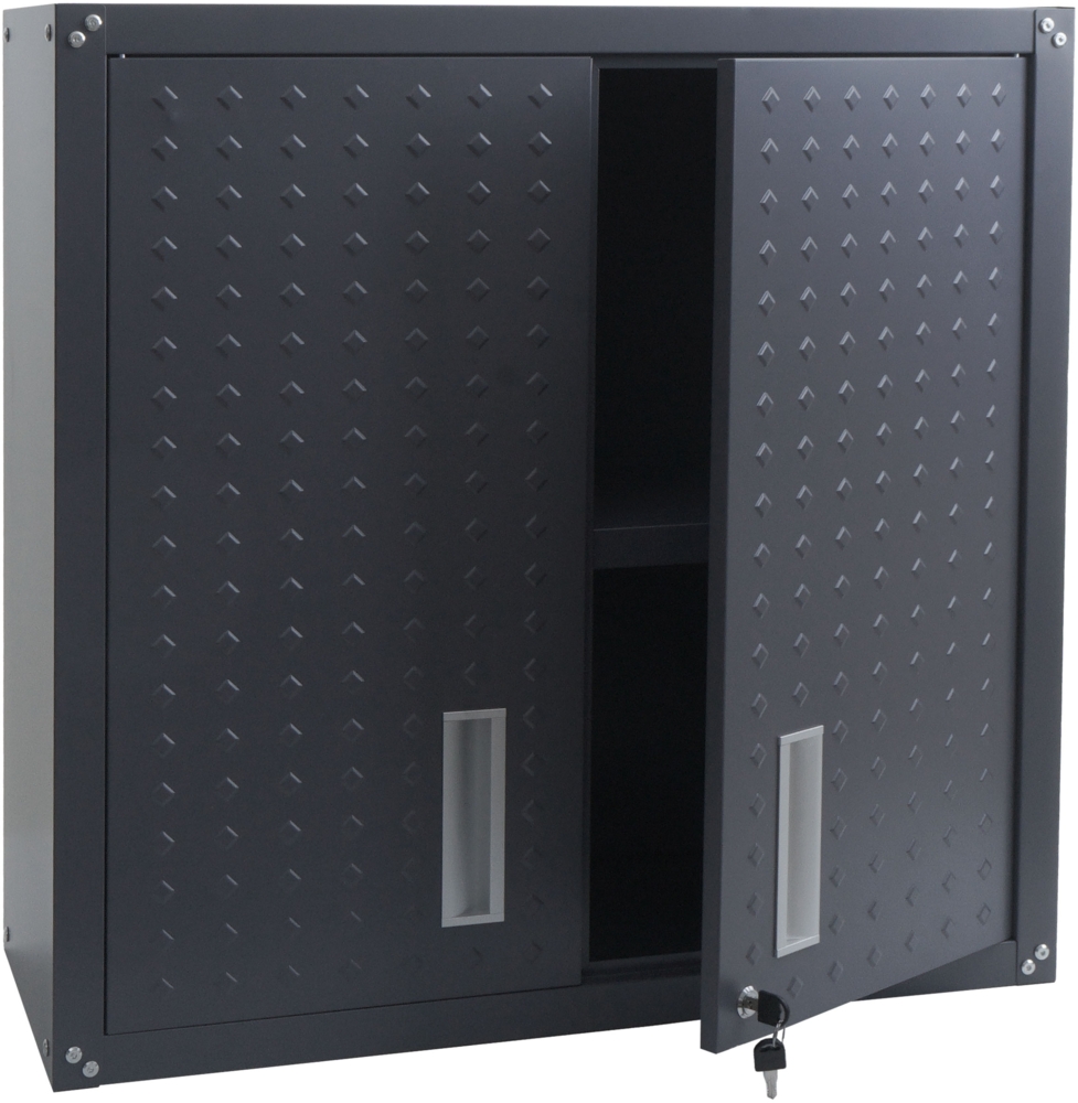 Hängeschrank HWC-O52, Wandschrank Lagerschrank Bücherschrank, abschließbar Stahl 77x77x31cm ~ dunkelgrau Bild 1