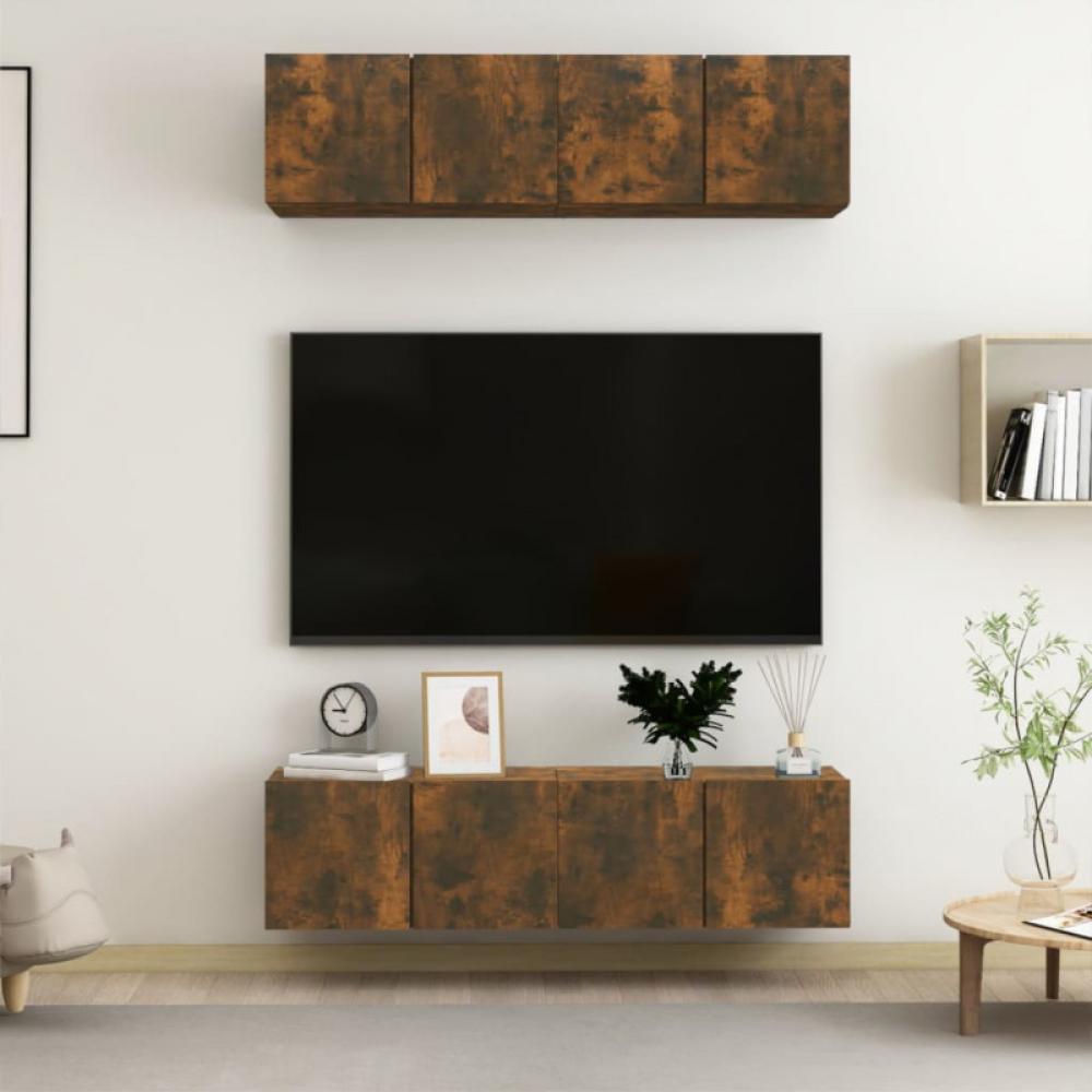 vidaXL TV-Wandschränke 4 Stk. Räuchereiche 60x30x30 cm Holzwerkstoff 3120203 Bild 1