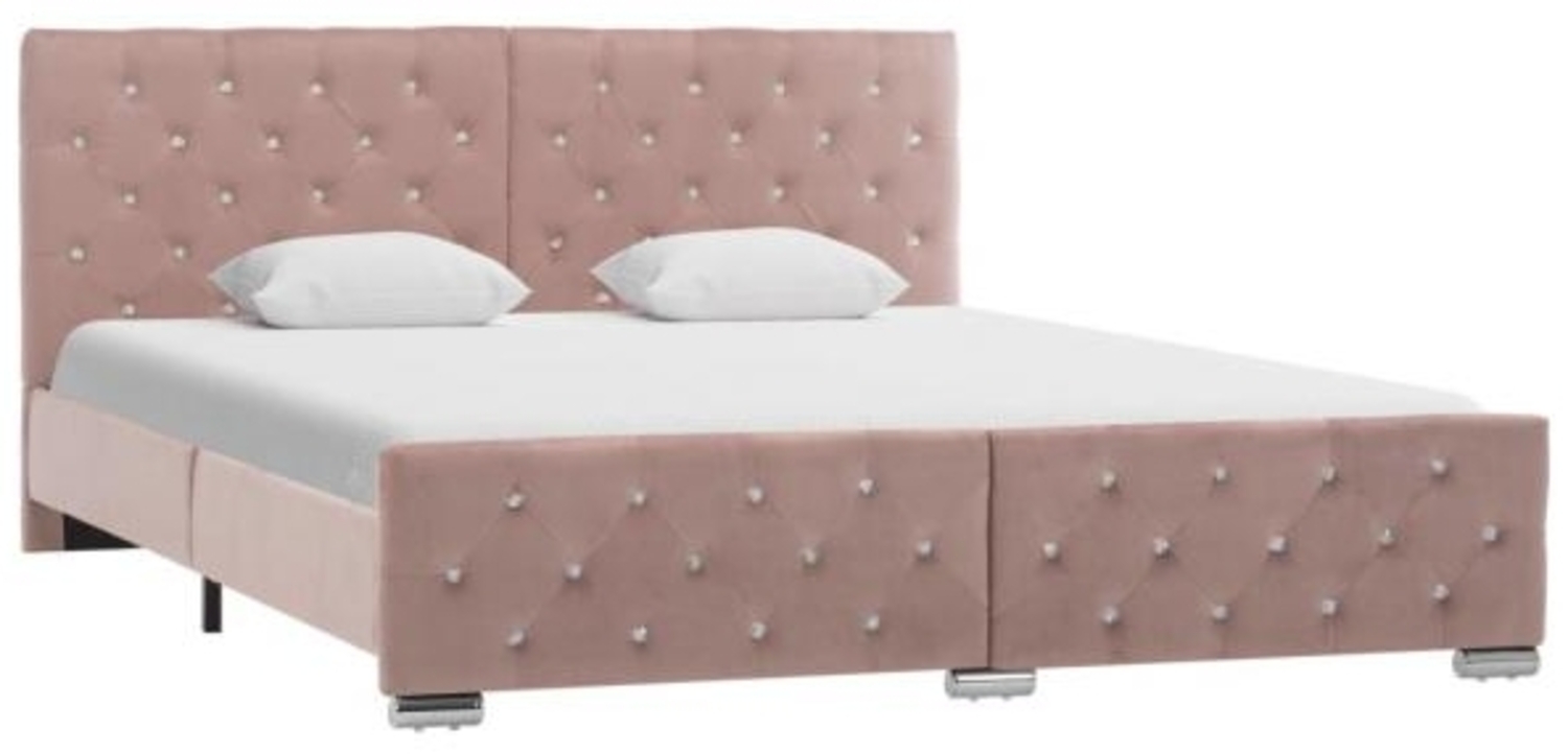 vidaXL Bettgestell Rosa Stoff 160x200 cm [286827] Bild 1