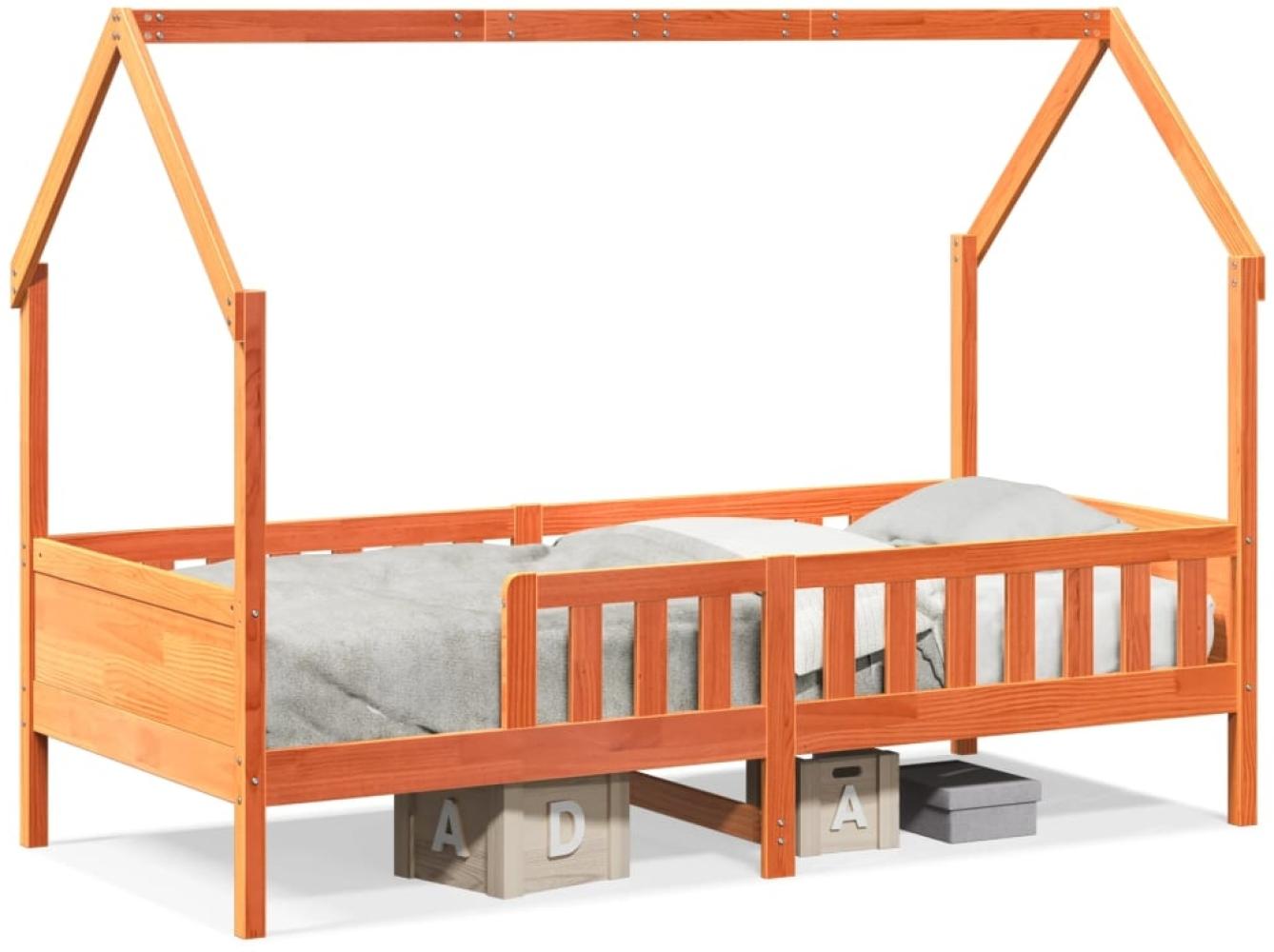 vidaXL Kinderbett Hausbett Wachsbraun 90x190 cm Massivholz Kiefer 850709 Bild 1