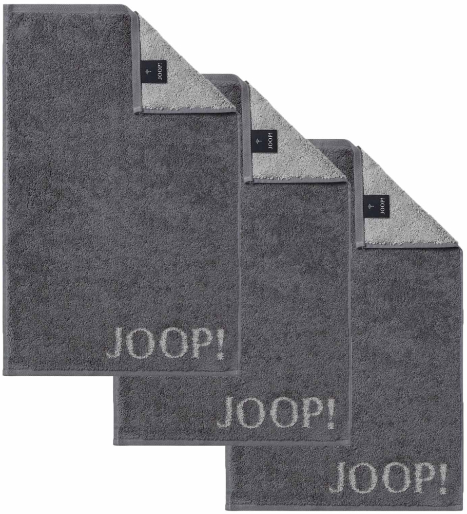 JOOP! Gästetuch Classic Frottierkollektion, 3er Pack - Walkfrottier Anthrazit 30x50cm Bild 1