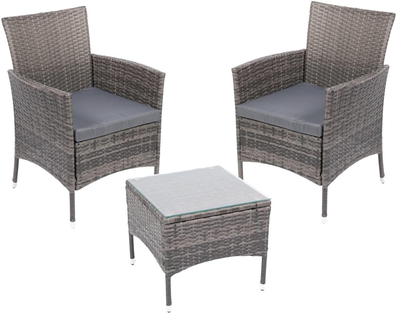 Albatros Balkonmöbel Set 3 teilig, Rattan Polyrattan, 2 Sessel mit Tisch, Lounge Set Balkon Gartenlounge Gartenmöbel Sitzgruppe mit Kissen und Glastisch, für Garten Terrasse Outdoor Bild 1