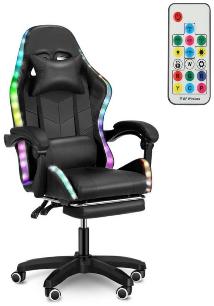 WILGOON Gaming-Stuhl Gaming Chair mit RGB-LEDs, verstellbarer Rücklehne mit Fußstütze, Bürostuhl Massage Lendenkissen,Ergonomischer Gamer Stuhl,bis 150kg Bild 1