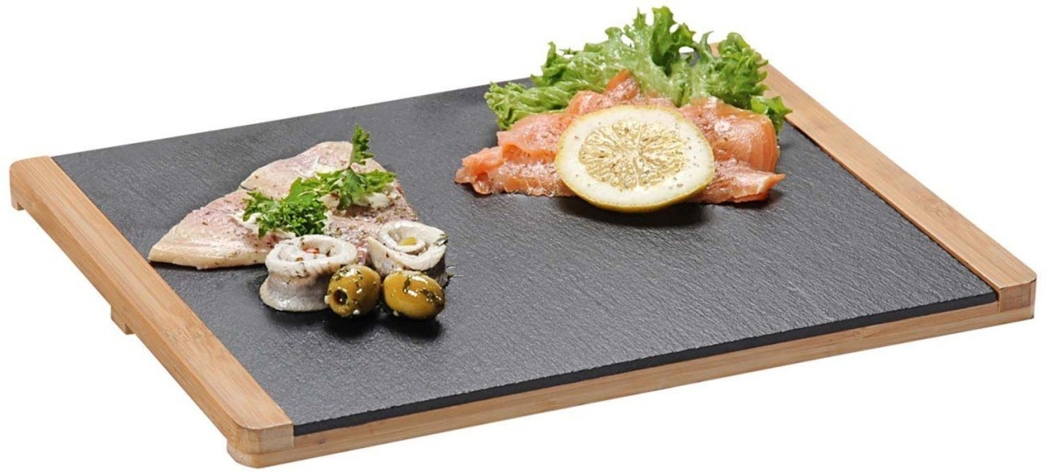 Kesper Servierplatte Schiefer/ Bambus 34 x 26 x 1. 5cm schwarz/ braun Bild 1