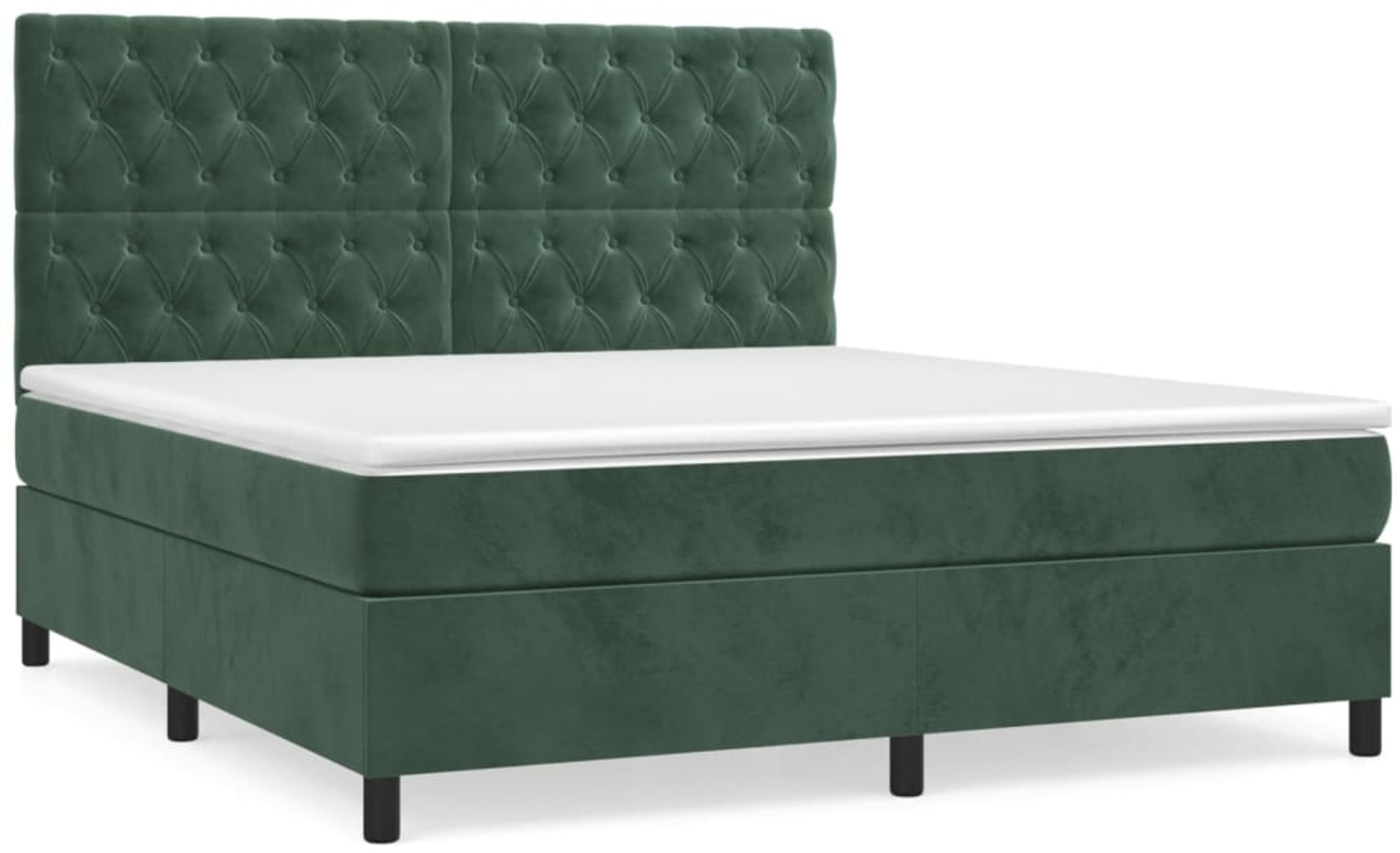 vidaXL Boxspringbett mit Matratze Dunkelgrün 160x200 cm Samt 3143214 Bild 1