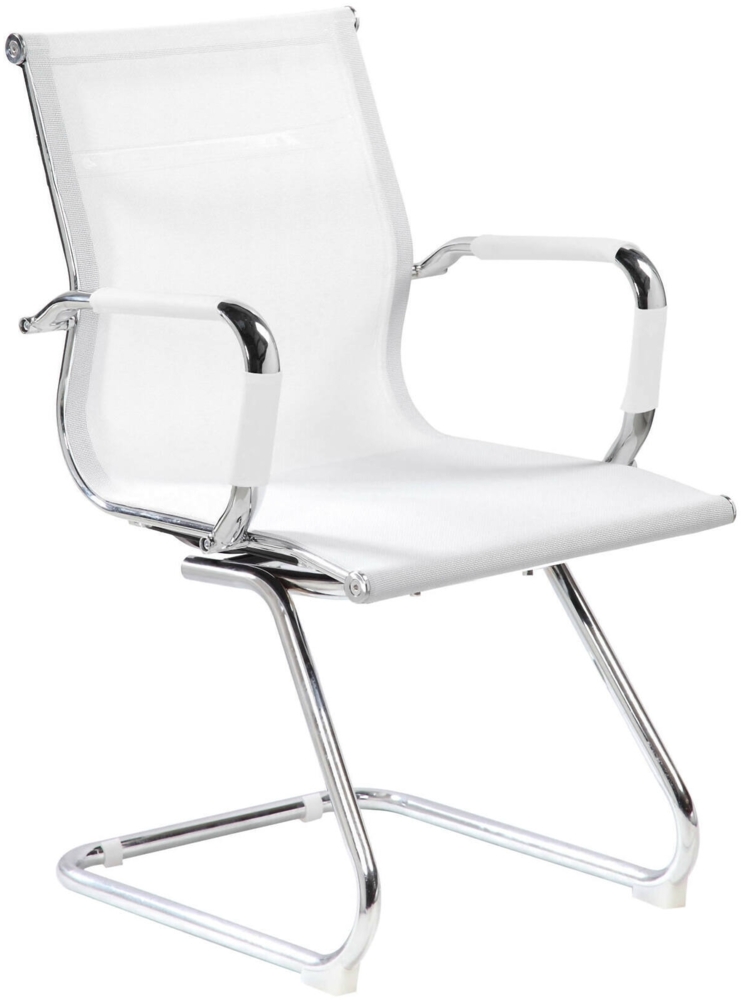 Dmora Stuhl Balvano, Büro-Wartezimmersitz mit Armlehnen, Ergonomischer Wartesitz, 62x54h89 cm, Weiß Bild 1