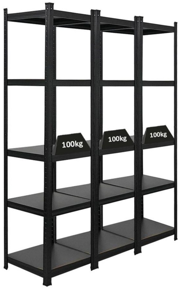 PROREGAL® Schwerlastregal MegaDeal Wohnregal Designregal Series RAGNAR Fachlast 100kg, 3-tlg, Kellerregal Steckregal Garagenregal Wohnregal Schwarzes Gestell Bild 1