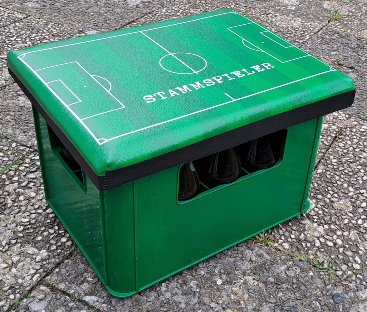 Bierkastensitz Fußball Getränkekistensitz Sitzkissen Sitzpolster Sitzauflage Kastenpolster Bierkistenpolster Kistenaufsatz Fanartikel Bild 1