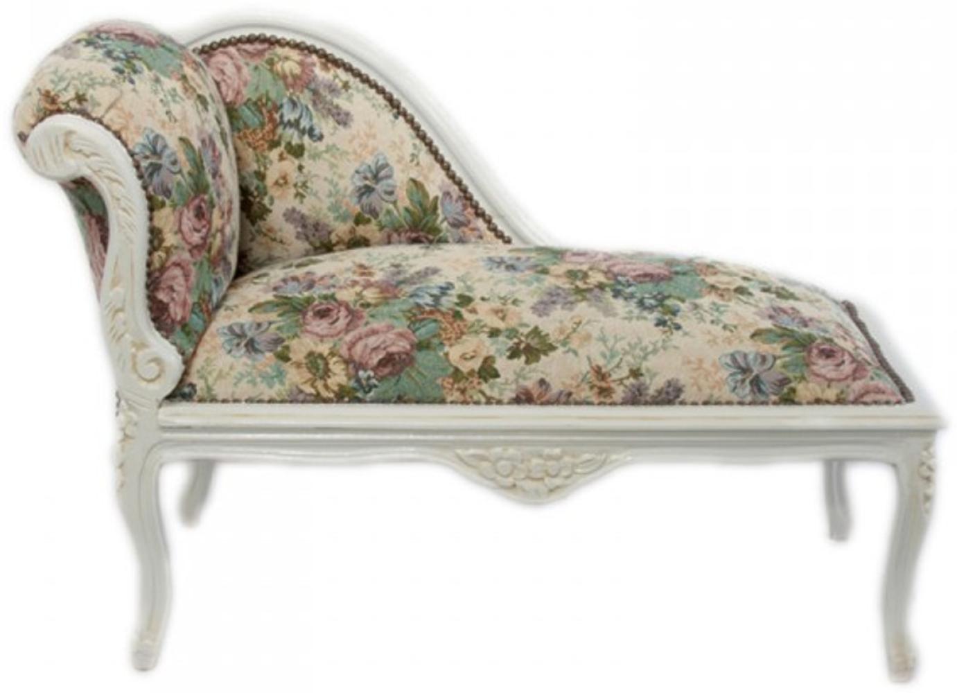 Casa Padrino Barock Kinder Chaiselongue Blumenmuster / Creme Mod2 - Tron Barock Möbel Bild 1