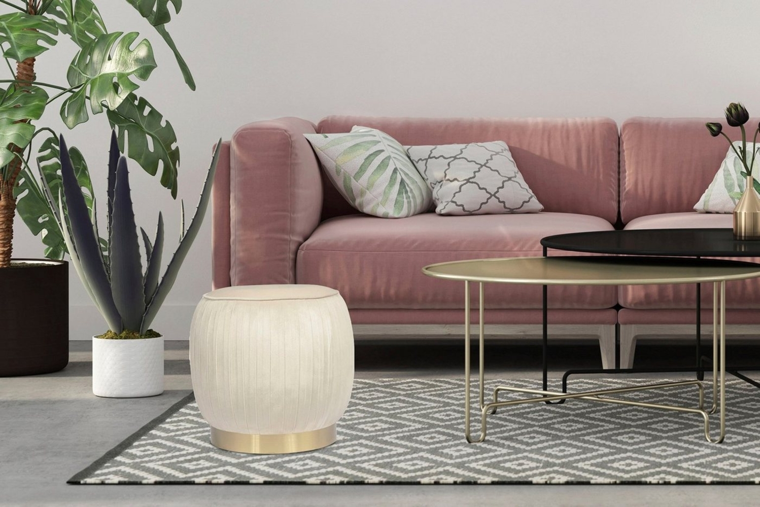Kayoom Sitzhocker Hocker Lilje, Edler Touch durch goldenen Sockel,Hochwertiger Samtbezug (1 St), samtweich, gesteppte Ziernaht, Edelstahlsockel, Hochwertiger Samtbezug Bild 1