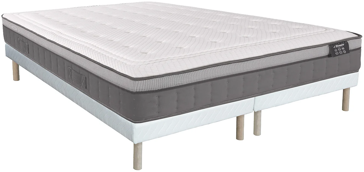 Vente-unique - Set aus Bettgestell + Matratze - 180 x 200 cm - Hybridmatratze - 7-Zonen-Taschenfederkern & Memory Schaum - Stärke 30 cm - ASGARD von YSMÉE Bild 1