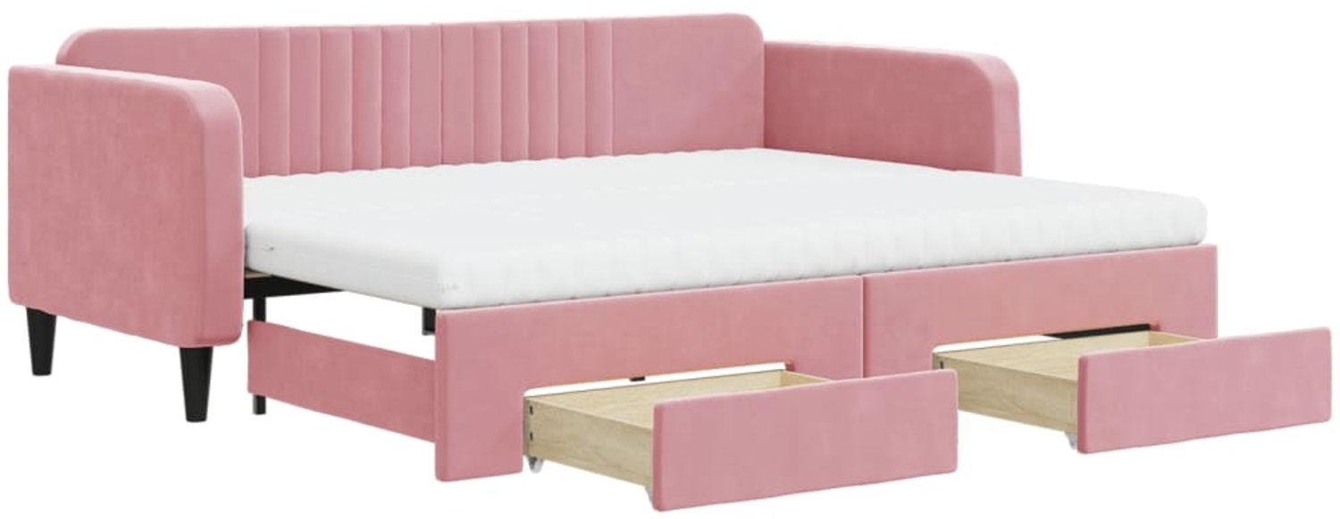 vidaXL Tagesbett Ausziehbar mit Schubladen Rosa 90x200 cm Samt 3197138 Bild 1