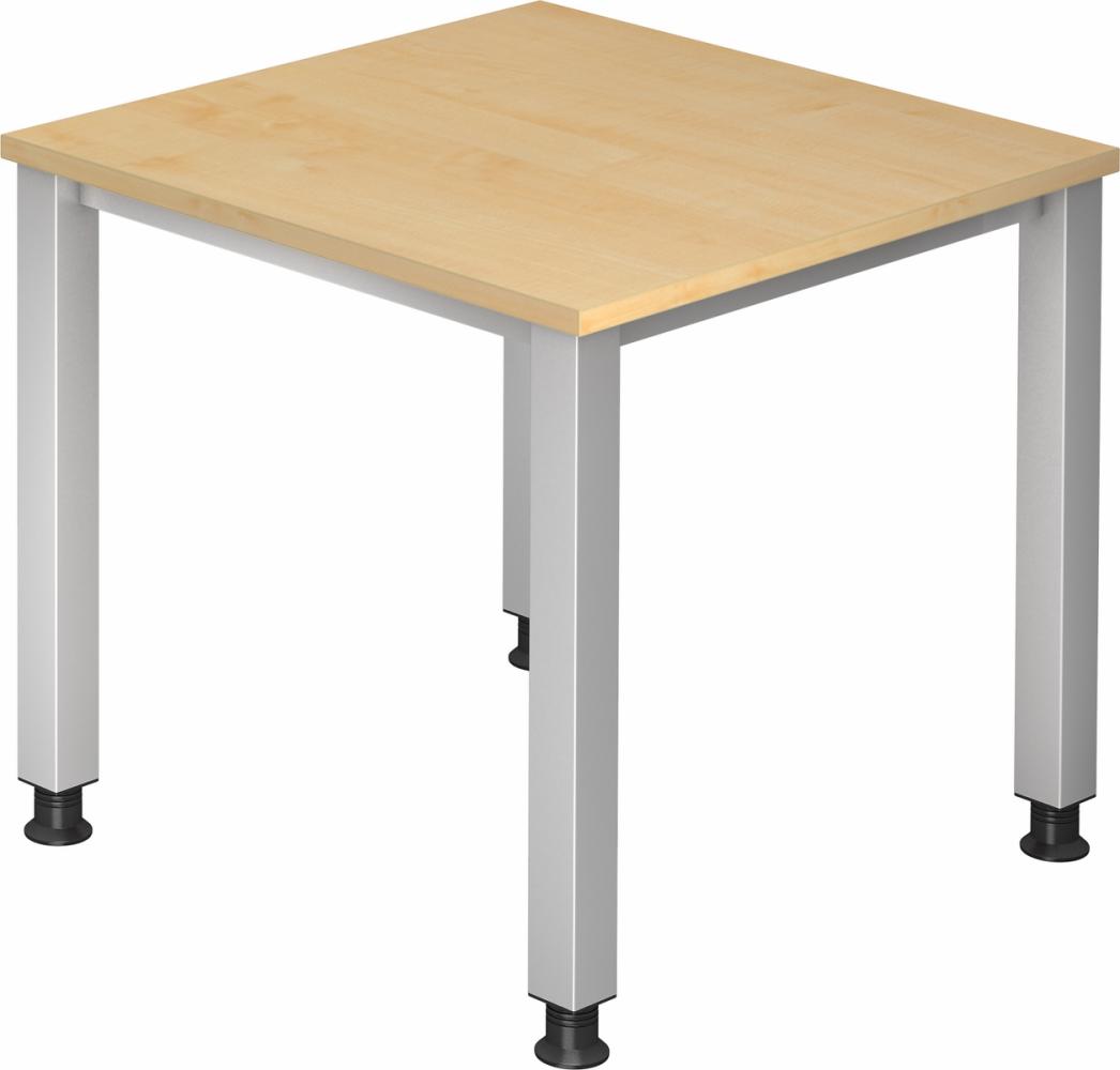 bümö manuell höhenverstellbarer Schreibtisch 80x80 cm in Ahorn - PC Tisch höhenverstellbar & klein, höhenverstellbarer Tisch Büro, kleiner Computertisch verstellbar, Q-Serie, QS-08-3 Bild 1