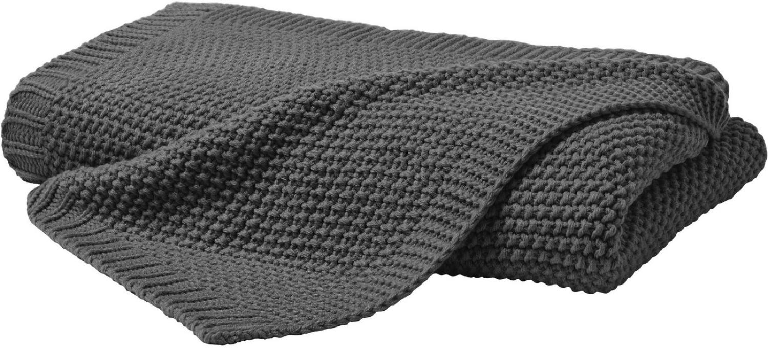 Hahn Primera Strickdecke Kuscheldecke Perlmuster 130x170 cm anthrazit 545001-888 Bild 1