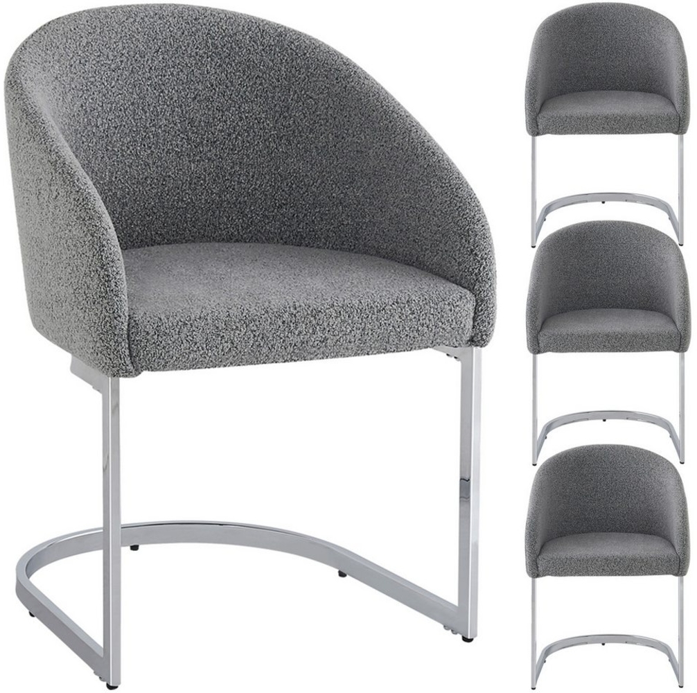 HAUSS SPOLE Esszimmerstuhl 4er Ergonomischer Freischwinger mit Metallbeinen für wohnzimmer Grau (Polsterstuhl, Wohnzimmerstuhl, Küchenstuhl, 4 St), Ergonomischer Stuhl für Wohnzimmer, Esszimmer Bild 1