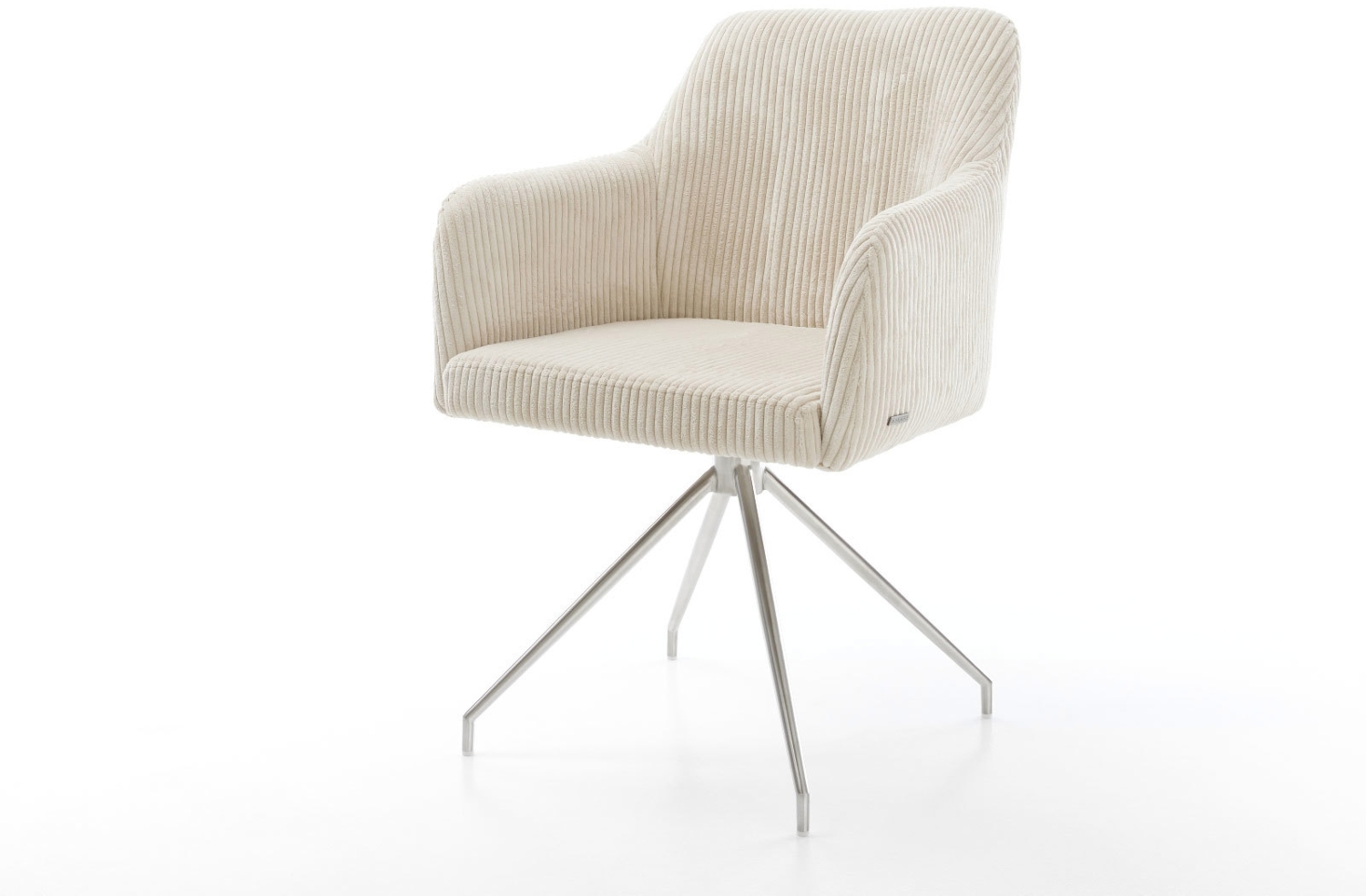 Esszimmerstuhl Greg-Flex Cord Beige Kreuzgestell konisch Edelstahl Taschenfederkern Bild 1
