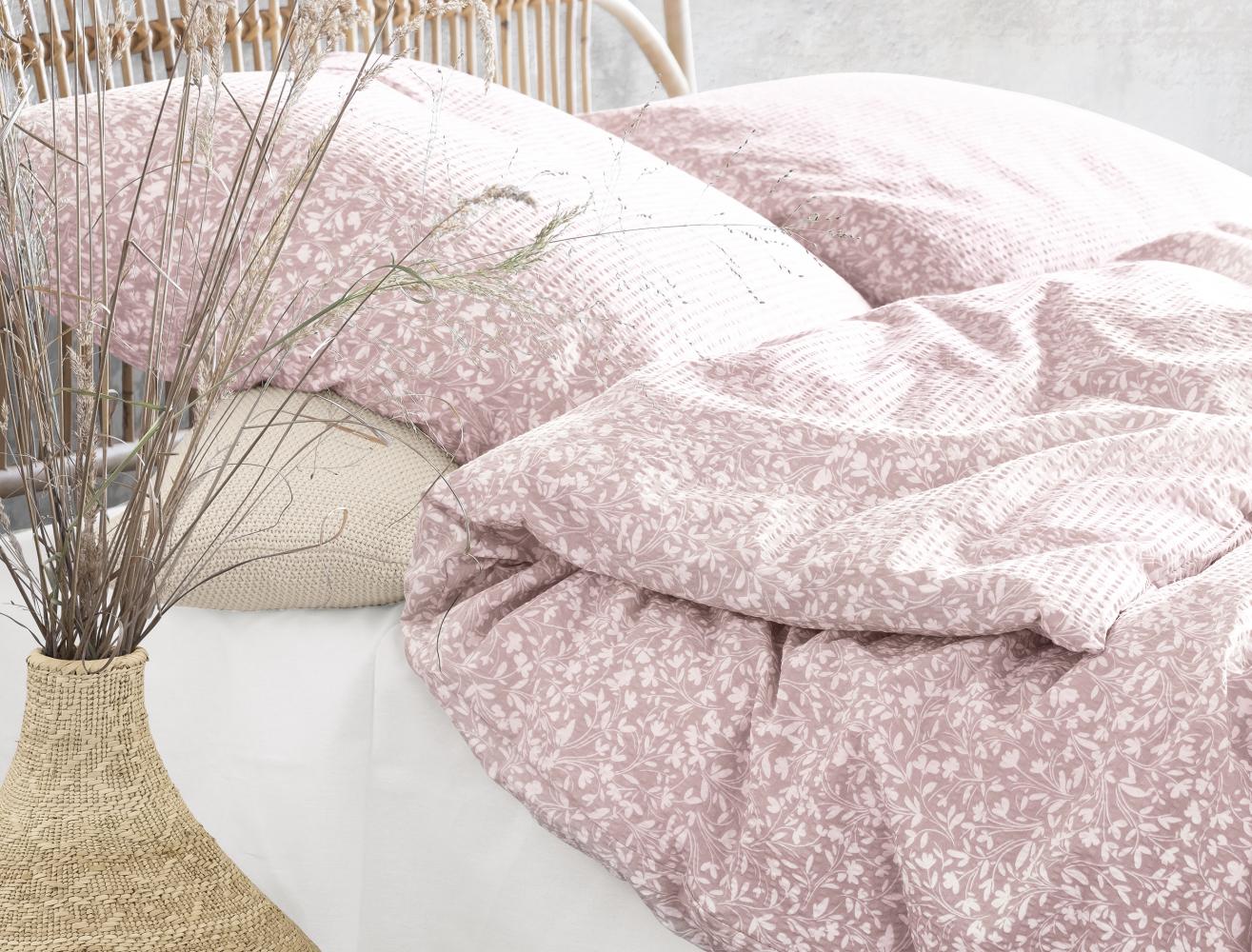 Irisette Easy Soft-Seersucker Bettwäsche 155x220 Blümchen rosa weiß 8440-60 Bild 1