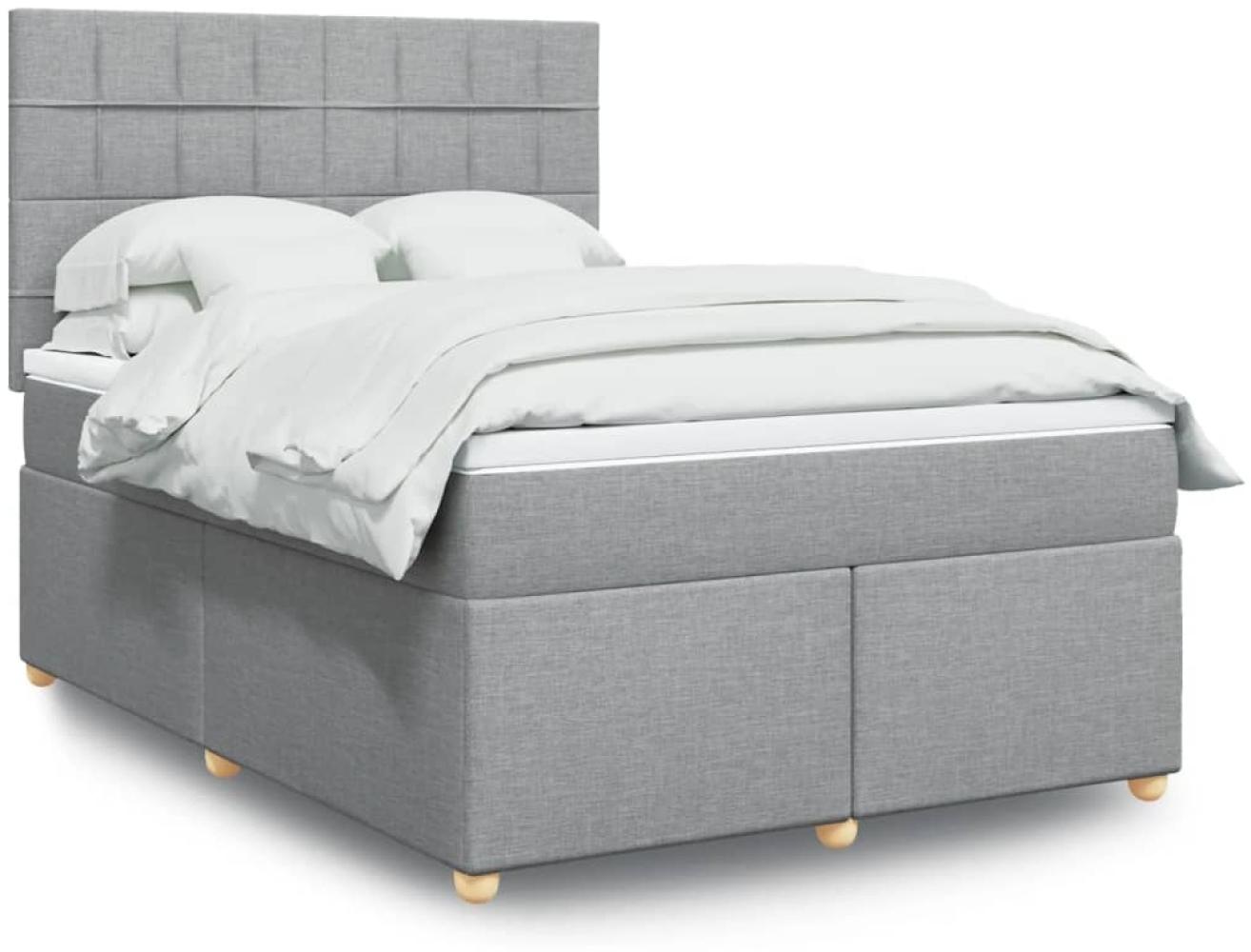 vidaXL Boxspringbett mit Matratze Hellgrau 160x200 cm Stoff 3293631 Bild 1