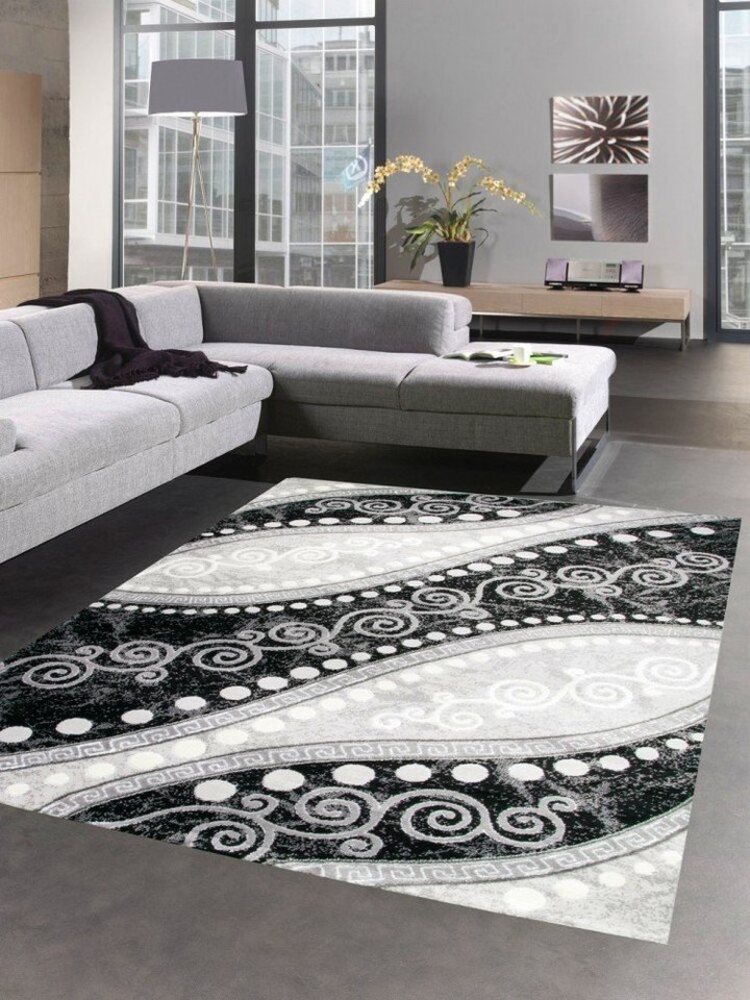 Carpetia Teppich Teppich modern Ornamente mit Glitzer Grau Schwarz Creme, rechteckig, Höhe: 12 mm Bild 1