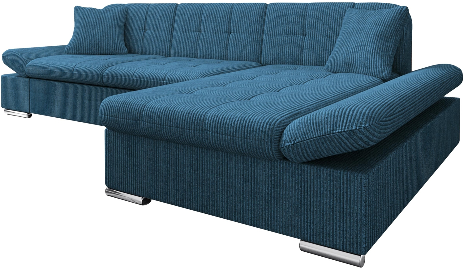 'Malwi' Ecksofa Cord, Blau, 76 x 161 x 278 cm, Rechts Bild 1