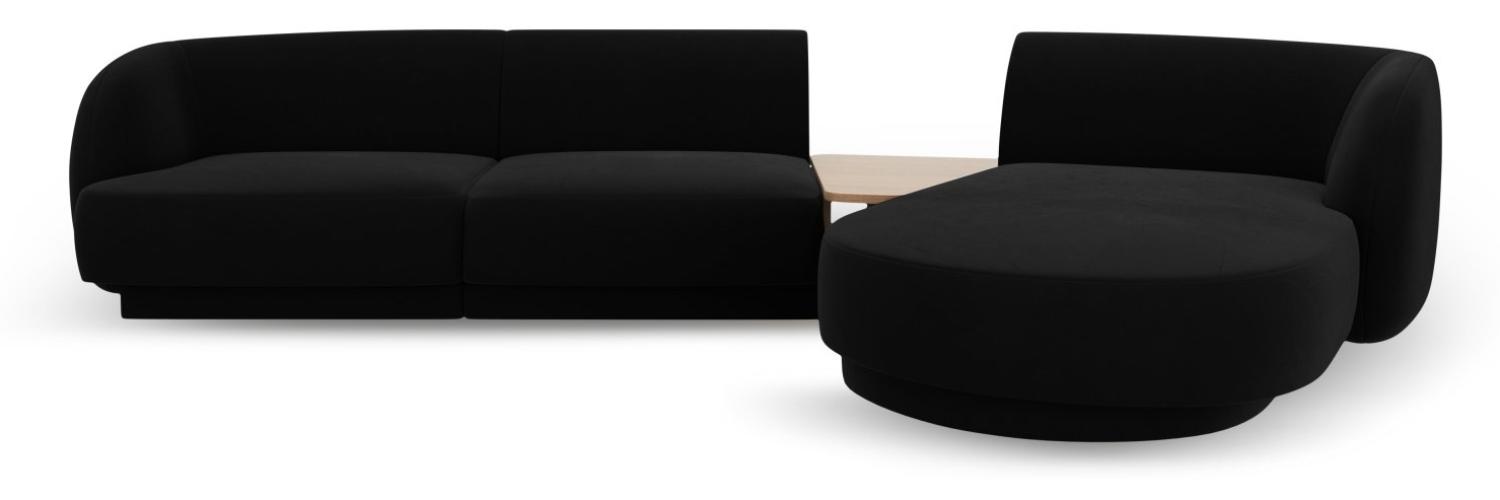 Micadoni Modulares Sofa Miley mit Recamiere 3-Sitzer Rechts Samtstoff Schwarz Bild 1