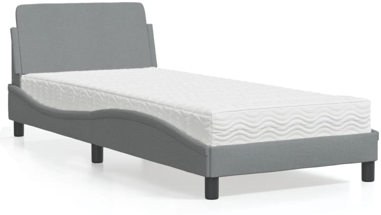 vidaXL Bett mit Matratze Hellgrau 80x200 cm Stoff 3208284 Bild 1