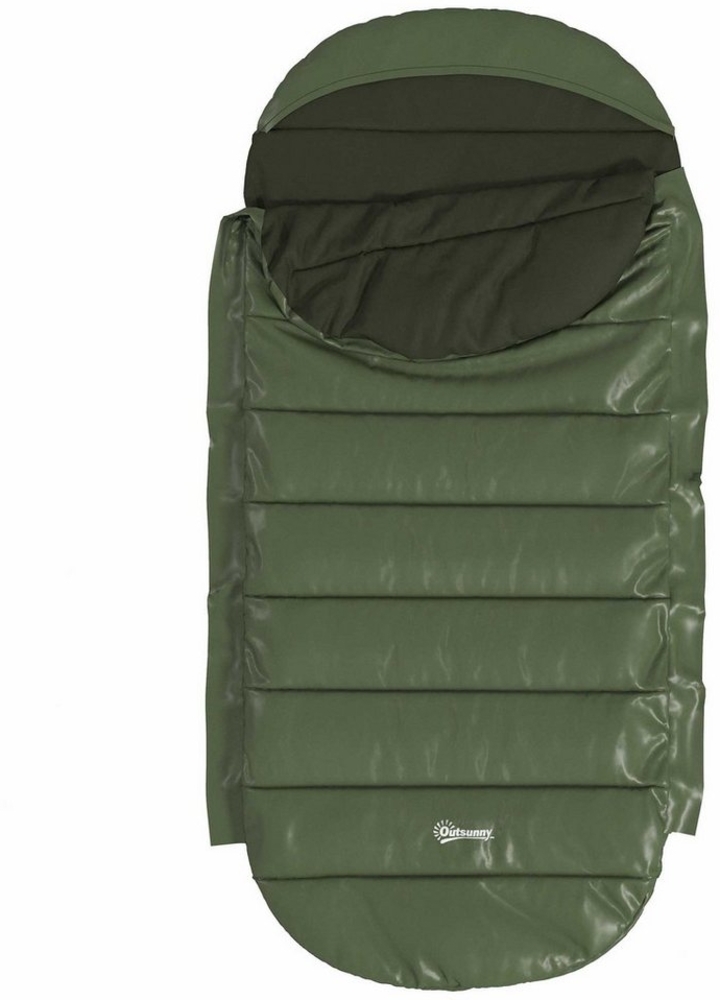 Outsunny Schlafsack wasserdicht, leicht, gefüttert, Isolierung bis -20° C (Winterschlafsack, 1 tlg, Deckenschlafsack), für Campingplatz, Dunkelgrün Bild 1