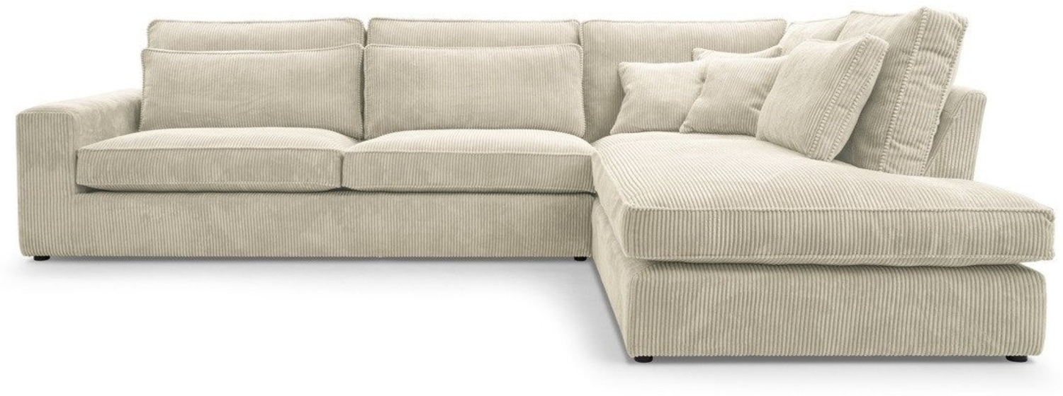 Deine Möbel 24 Ecksofa CAREN MINI Wohnlandschaft Sofa Wohnzimmer L-Couch Cord Samt, Creme Grau Graphit Schwarz 2 Teile Bild 1