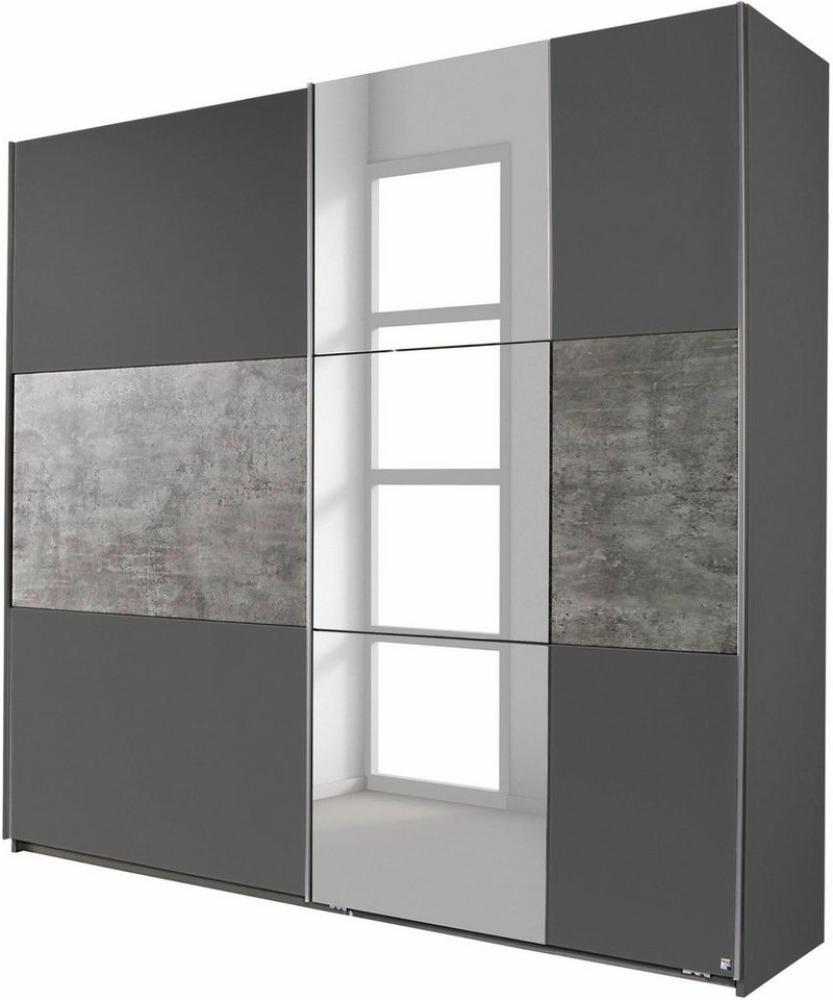 Schwebetürenschrank PRENZLAU Kleiderschrank grau metallic 218 cm Bild 1