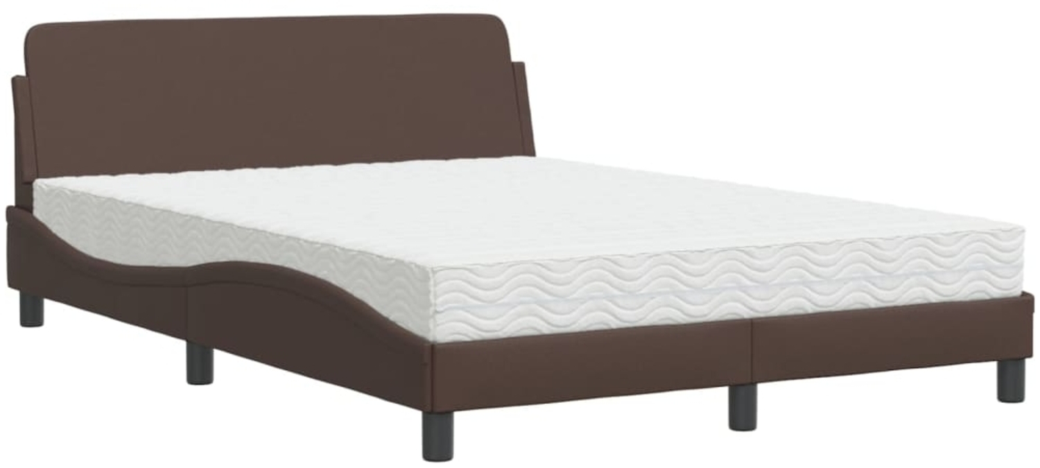 vidaXL Bett mit Matratze "Dover" Braun 120x200 cm Kunstleder 3208379 Bild 1