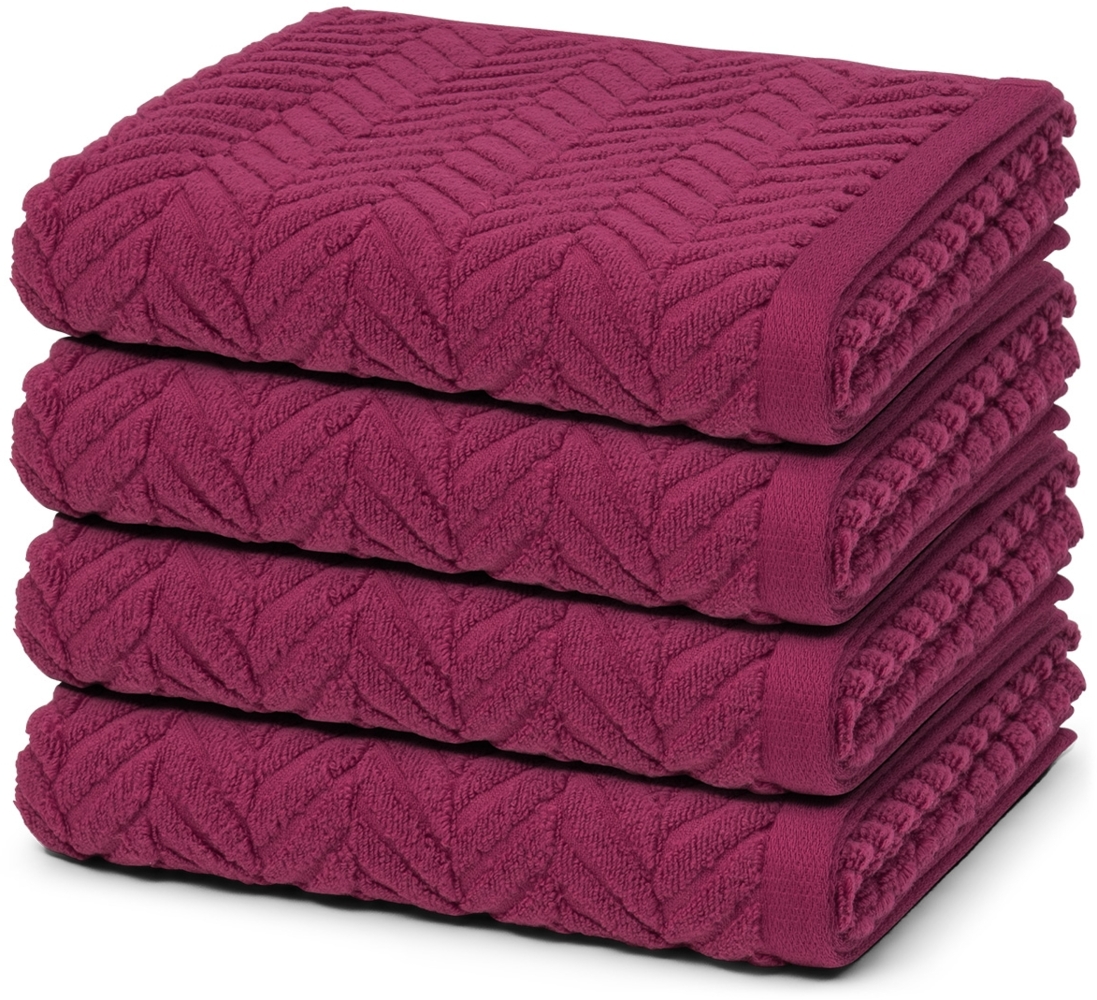 Ross Sensual Skin Zopf 4 tlg. Frottier-Set - 4 X Handtuch (50 X 100cm) - 500 g/m2 - Fuchsia Bild 1