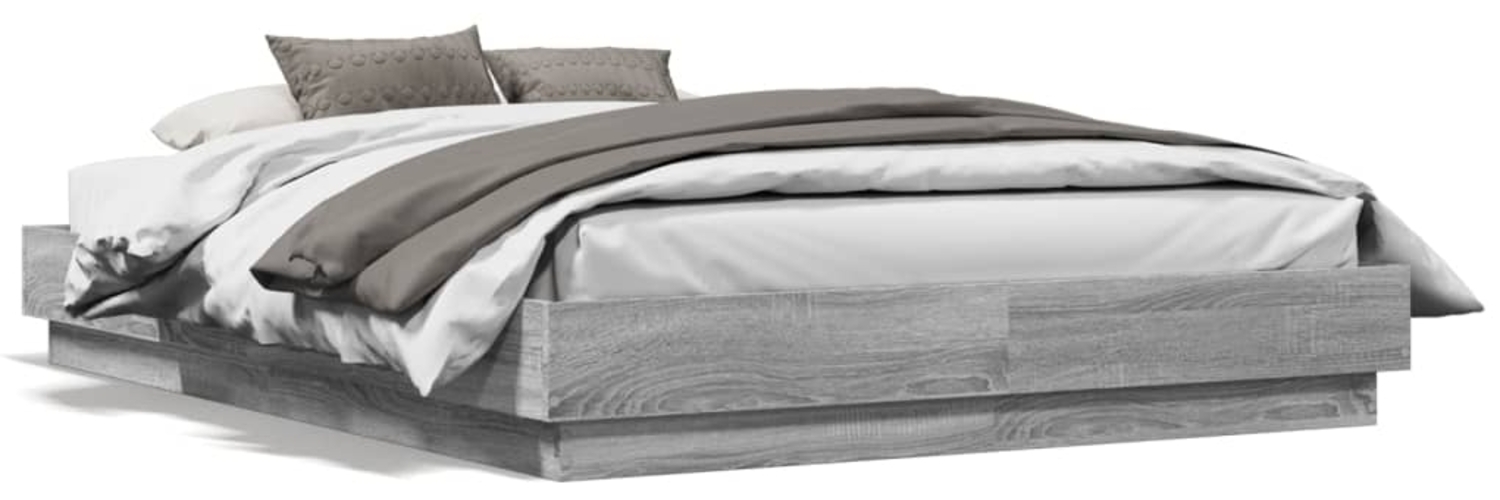 vidaXL Bettgestell Grau Sonoma 135x190 cm Holzwerkstoff 3209882 Bild 1