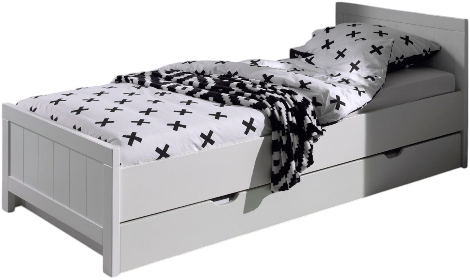 Einzelbett mit Bettschublade Karalynn 207x96x77 MDF Weiß Bild 1