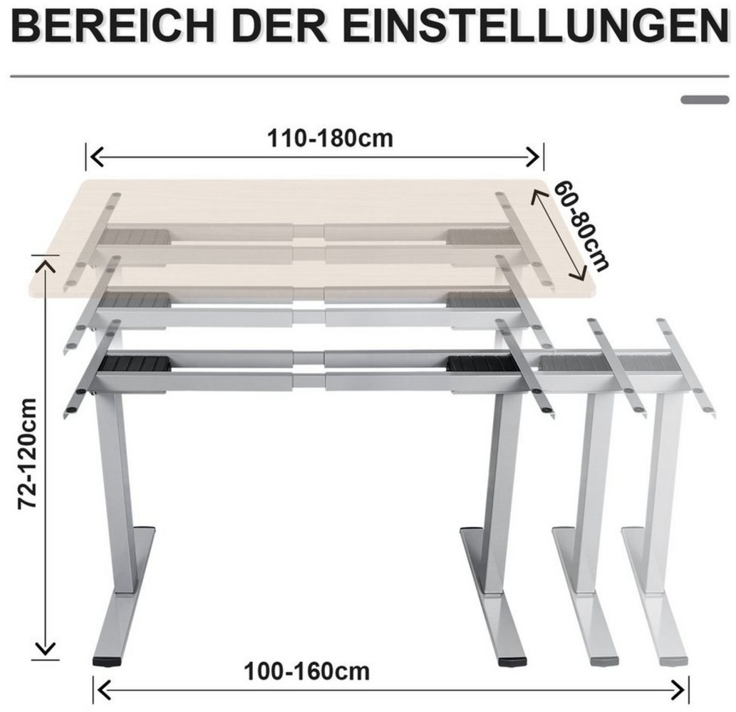 HOMALL Schreibtisch Höhenverstellbarer Tisch Gestell Elektrisch Schreibtisch mit 2 Motoren Bild 1