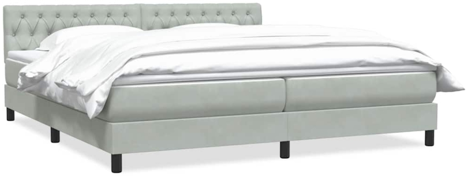 vidaXL Boxspringbett mit Matratze Hellgrau 180x220 cm Samt 3316557 Bild 1