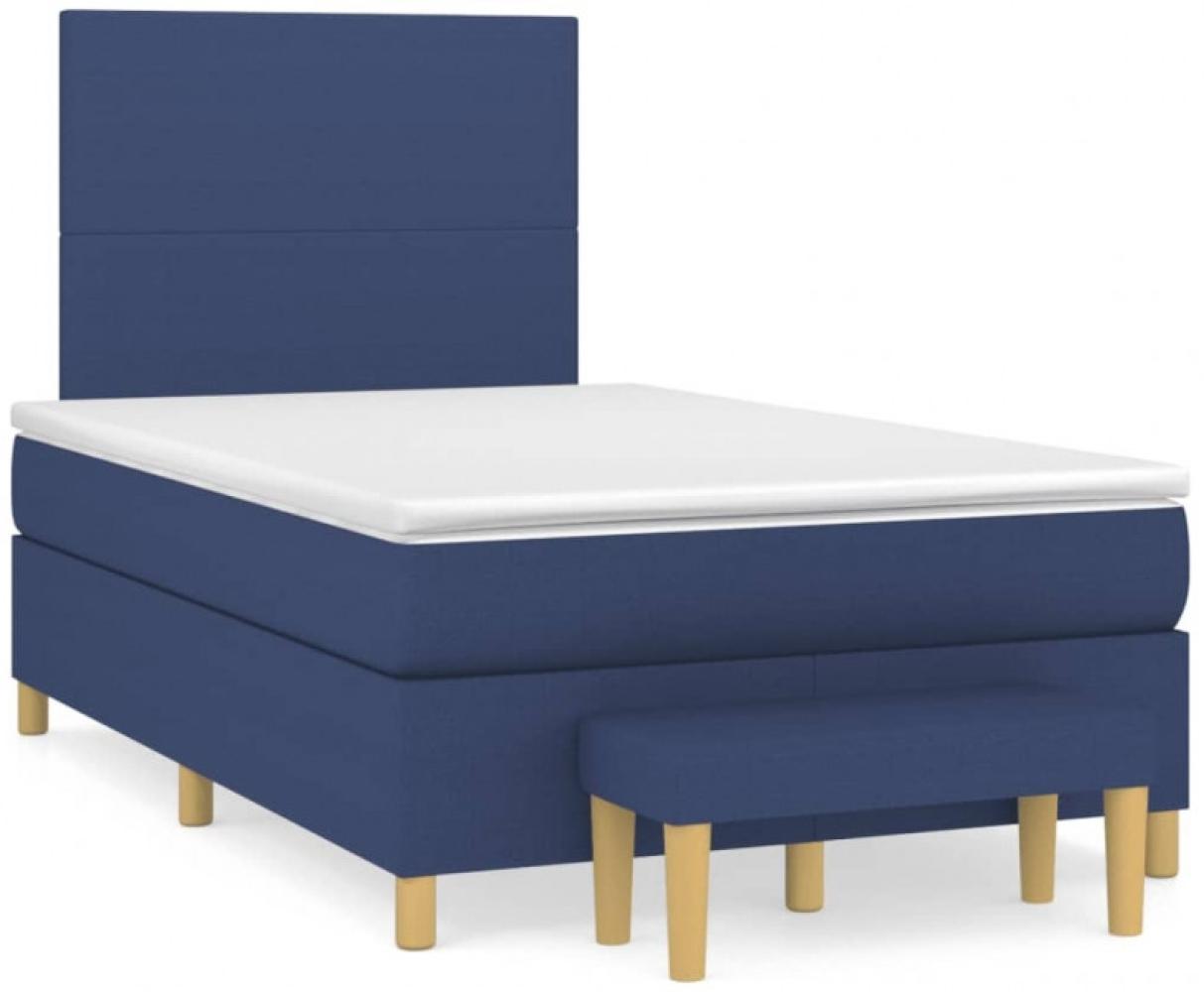 vidaXL Boxspringbett mit Matratze Blau 120x190 cm Stoff 3270396 Bild 1