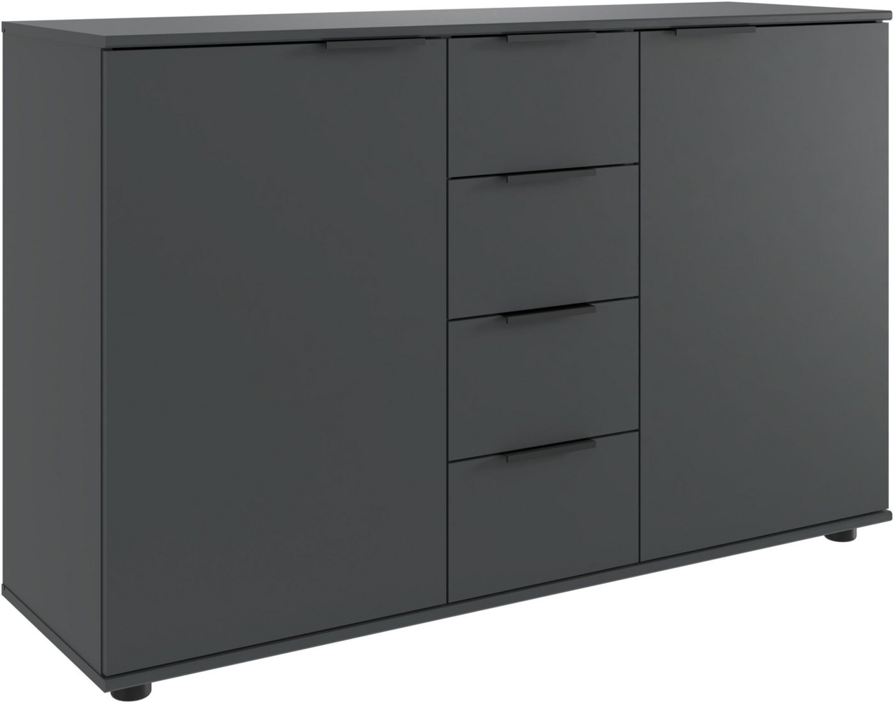 Wimex Kombikommode Tilburg, Sideboard 130x41x83cm, Made in Germany, schwarze Metallgriffen, Stauraum hinter 2 Türenund in 4 Schubladen Bild 1