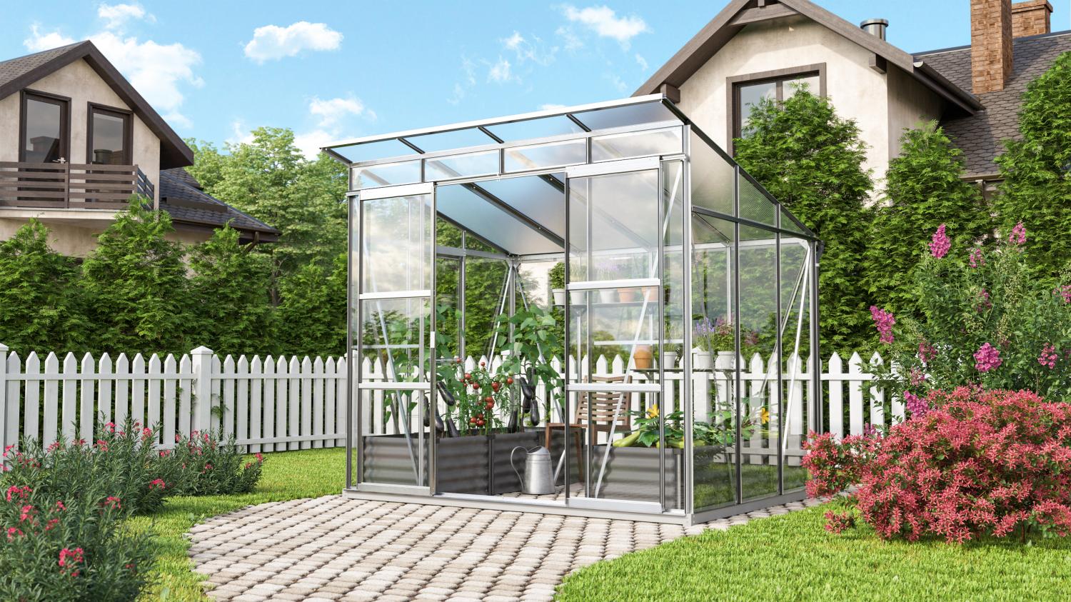 Vitavia Gewächshaus "Freya 5900", aluminium eloxiert, 5,9 m²,3 mm ESG, 6 mm HKP Bild 1