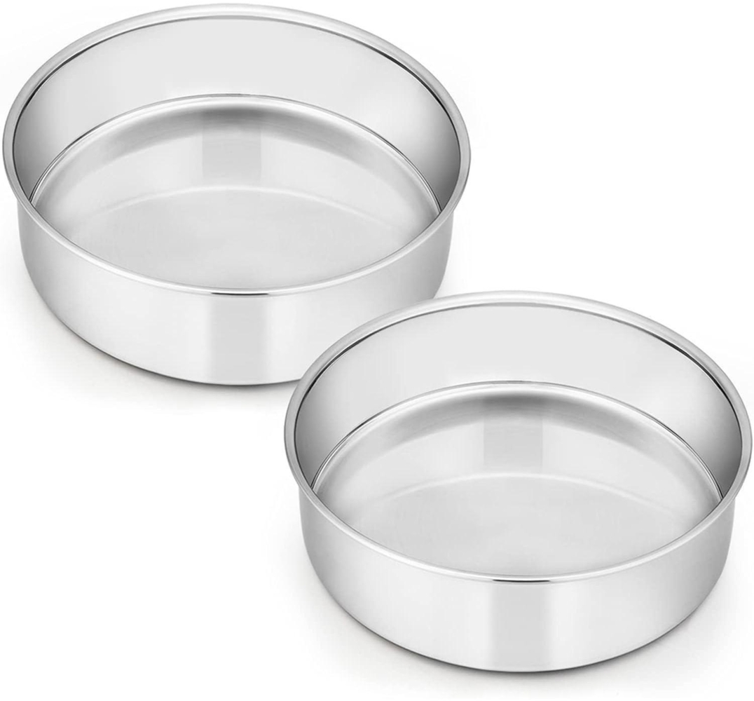 Homikit Edelstahl Rund Backform 2er-Set 16cm Hochglanzpoliert Spülmaschinenfest Bild 1