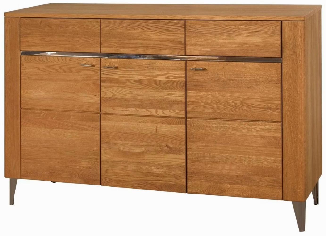 Kommode Sideboard Latina 155x42x91cm Honig Eiche teilmassiv 3-türig Bild 1