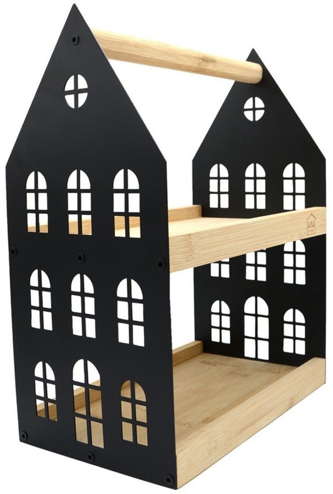UNUS HOME Etagere Haus-Etagere 2 Etagen, (Schwarz 34x26,5x16cm (LxBxH), Servierplatte Servierbrett Serviertablett Frühstückstablett Bild 1