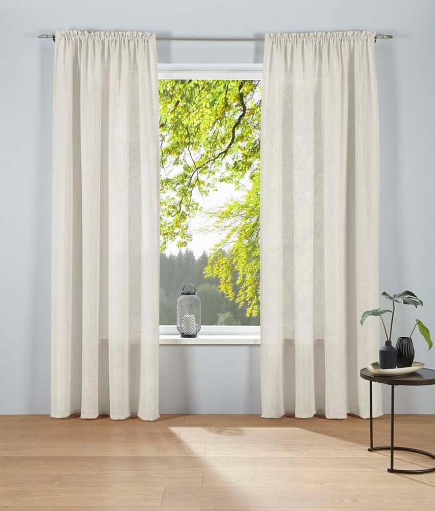 LeGer Home by Lena Gercke Gardine Marusha, Stangendurchzug (1 St), halbtransparent, 1 Schal, Leinenoptik, gewebt, verschiedene Größen Bild 1